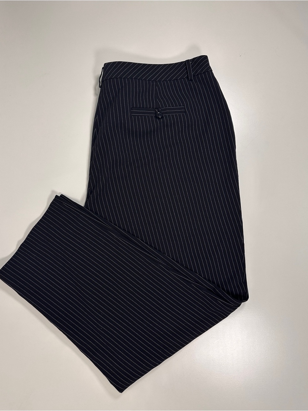 Avenue Men's Black Pinstripe Dress Pants